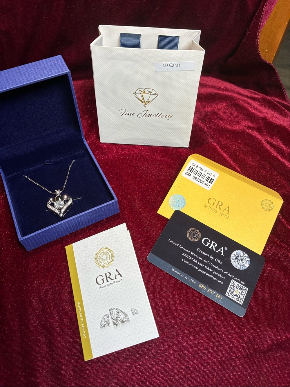 Moissanite Heart Pendant Necklace in Silver Finish